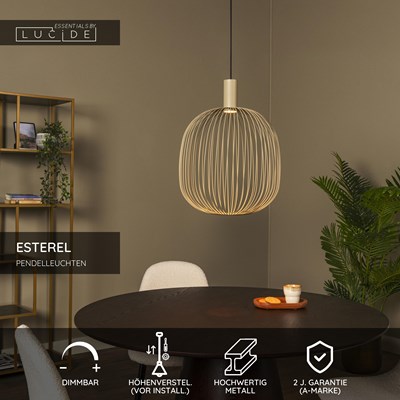 Lucide ESTEREL - Pendelleuchten - Ø 40 cm - 1xGU10 - Taupe | Essential